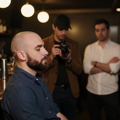 Evening Gathering at a Dim Bar