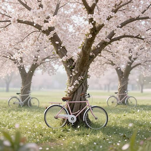 Surreal Meadow of Blooming Bicycles