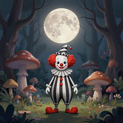 Surreal Clown in Enchanted Forest