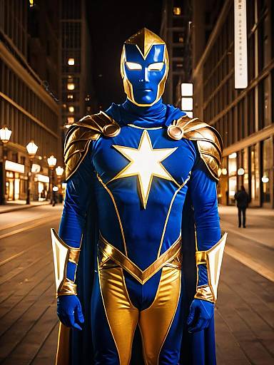 Glow Man in Blue and Gold Costume