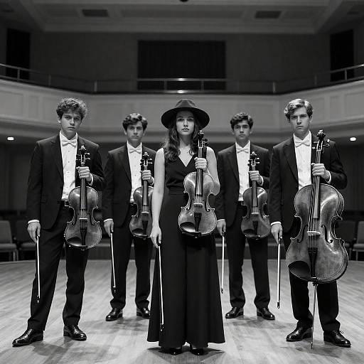Intense String Quartet in Black and White