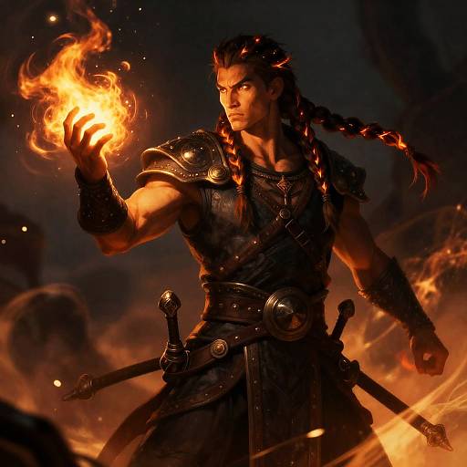 Celestial Blacksmith with Ember-Scorched Braids