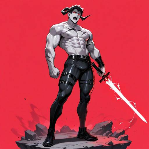 Muscular Pale Ghoul with Glowing Sword Muscular Pale Ghoul with Glowing Sword