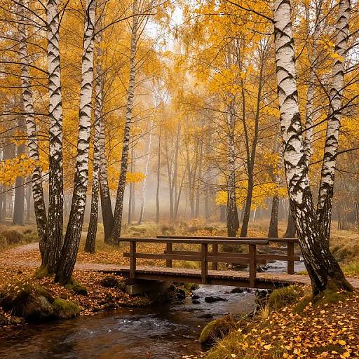 Misty Swedish Autumn Forest Scene