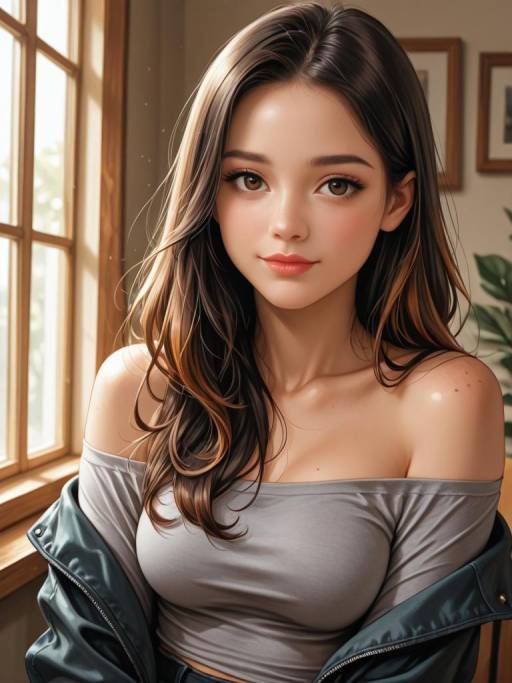 Realistic Portrait of a Smiling Girl