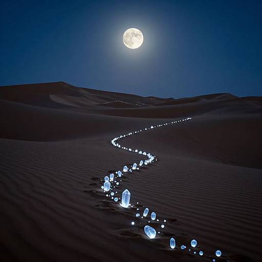 Moonlit Desert with Luminous Crystals