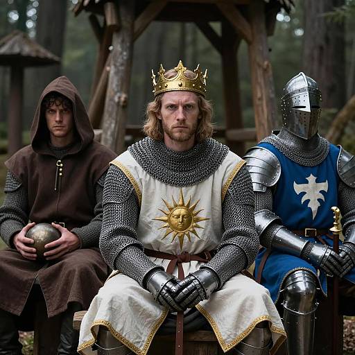 Knights in Armor Amidst Dark Forest