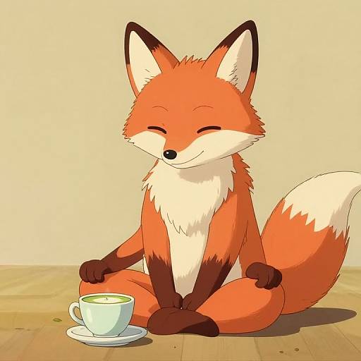 Meditating Fox with Cappuccino