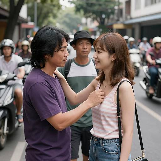 Vibrant Urban Street Interaction Scene