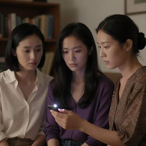 Three Women in Dim Light with Glow