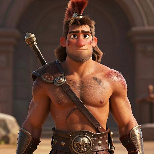 Pixar-Style Spartan Warrior Portrait