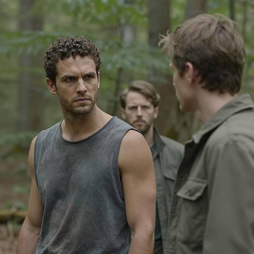 Intense Encounter Between Two Men in Forest