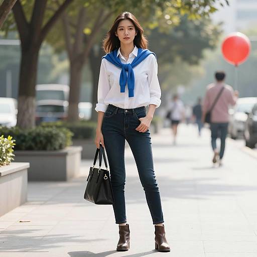 Young Woman in Casual Urban Attire