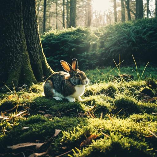 Rabbit in Sunlit Forest