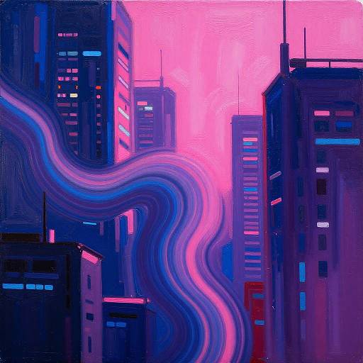 Neon Pink Cyberpunk Abstract Art