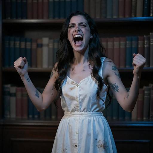 Dramatic Portrait of a Screaming Woman