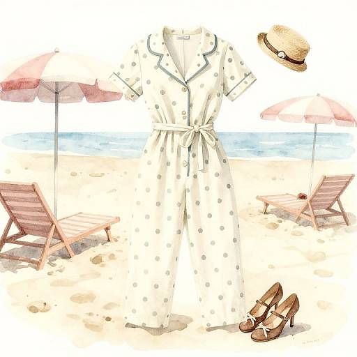 1950s Vintage Polka Dot Swimsuit Scene