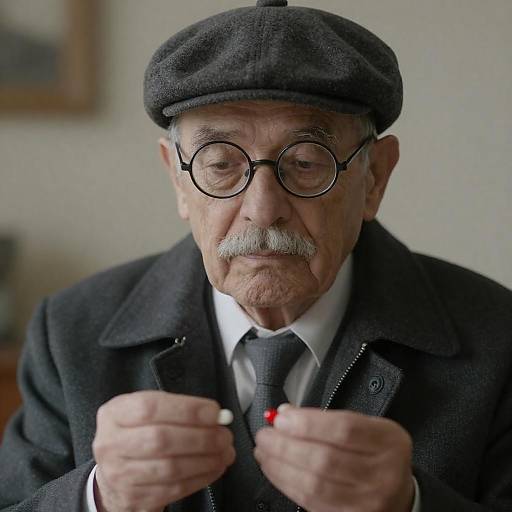 Serious Elderly Man with Pills