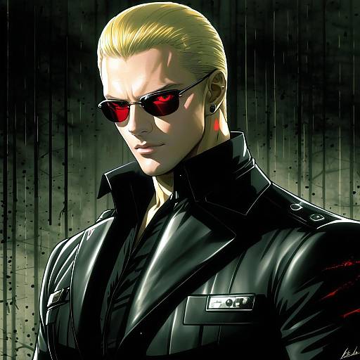 Illustration of Albert wesker, resident evil in the style of Buriki