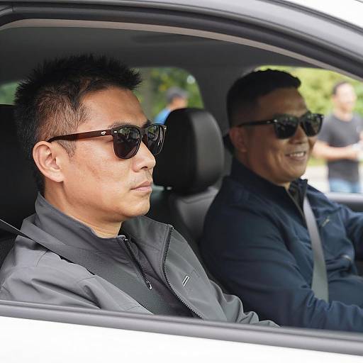Two Men Wearing Sunglasses Inside Car