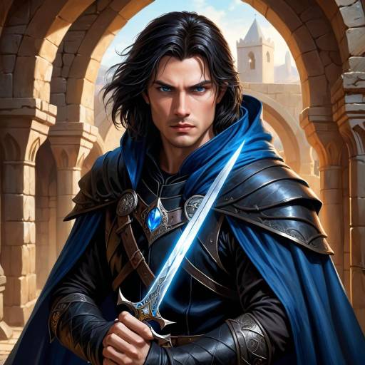 Intense Dark-Haired Warrior Portrait