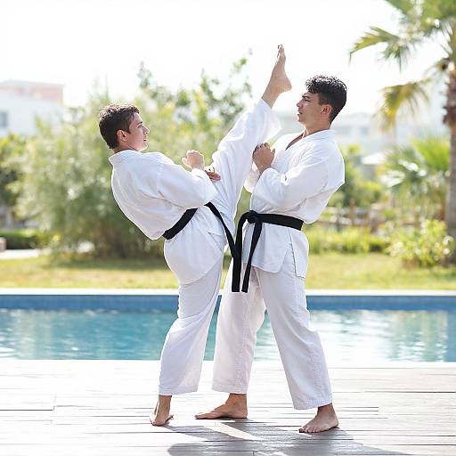 Martial Arts Practice by Reflective Pool