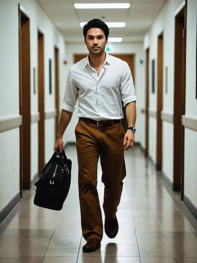 Realistic Dressy Casual Male in Hallway