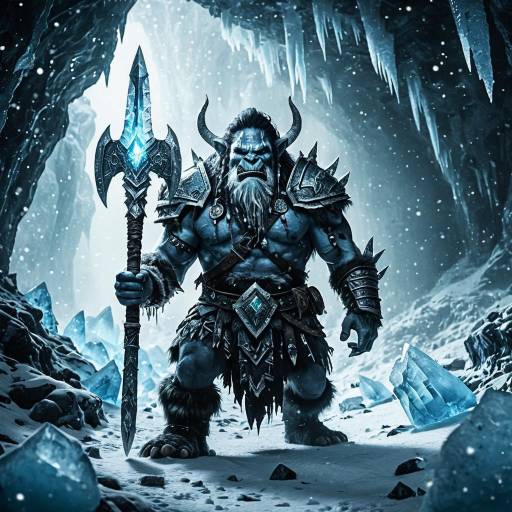 Fierce Frost Troll Chieftain in Icy Crystal Cavern