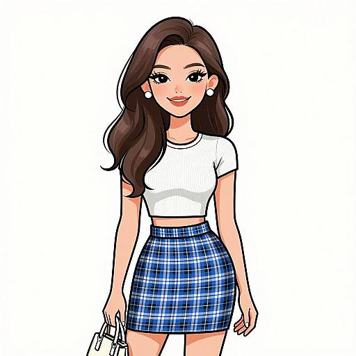 Smiling Woman in Modern Preppy Outfit