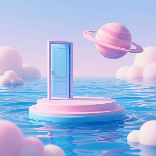 Pastel Floating Platforms with Dreamy Sky