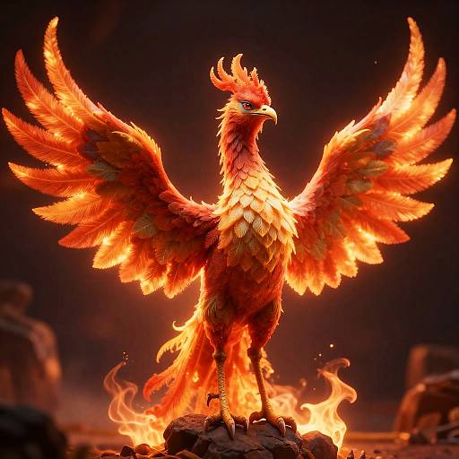 3D Fiery Mythical Phoenix Art