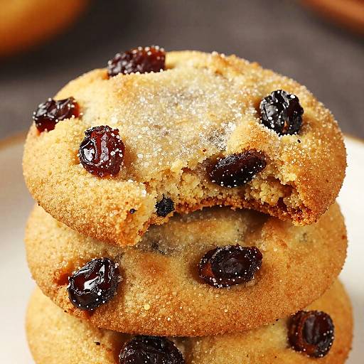 Close-Up of Sugar-Dusted Raisin Cookies