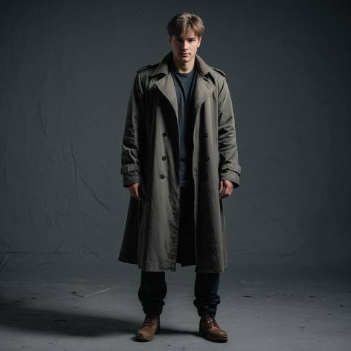Man in Dark Trench Coat Full Body Portrait