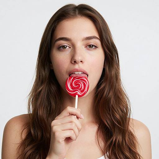 Woman Licking Lollipop Photo