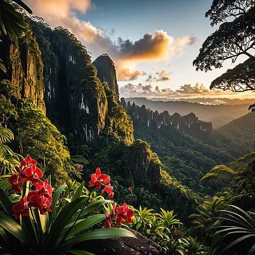 Majestic Rainforest Canopy at Sunrise