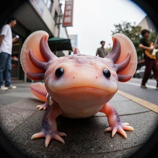 Goofy Fisheye Axolotl Close-Up