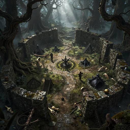 Eerie Foggy Forest Battle Map