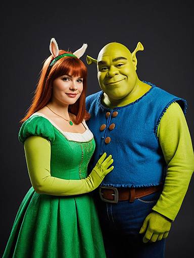 Photorealistic Couple in Shrek Costumes