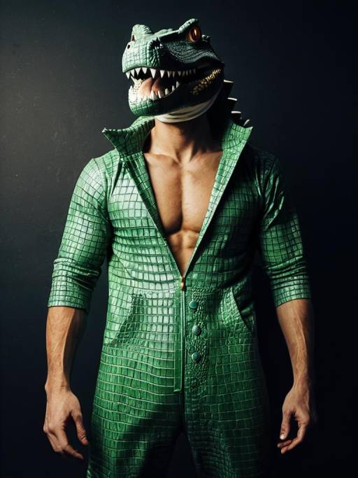 Man in Crocodile One Piece Costume
