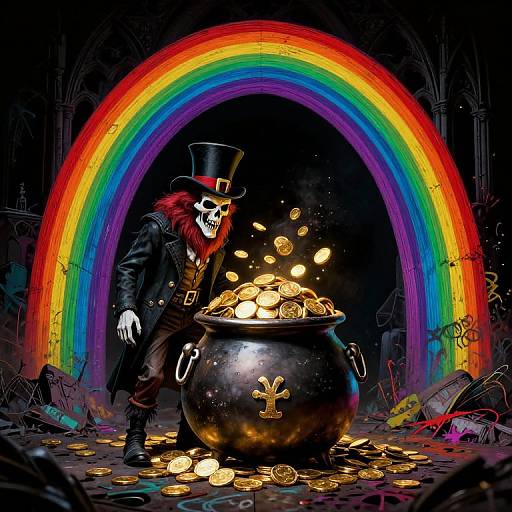 Gothic Rainbow Leprechaun with Gold