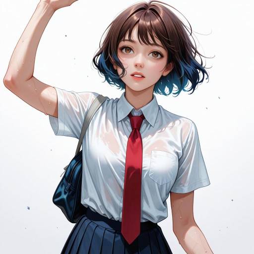 Stylish School Girl with Colorful Hair