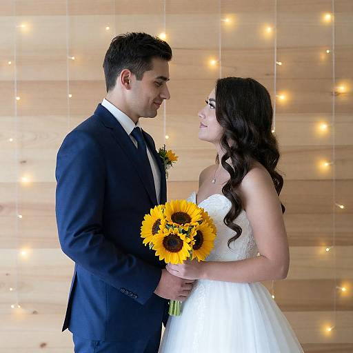 Sunflower Wedding Portrait Bride and Groom