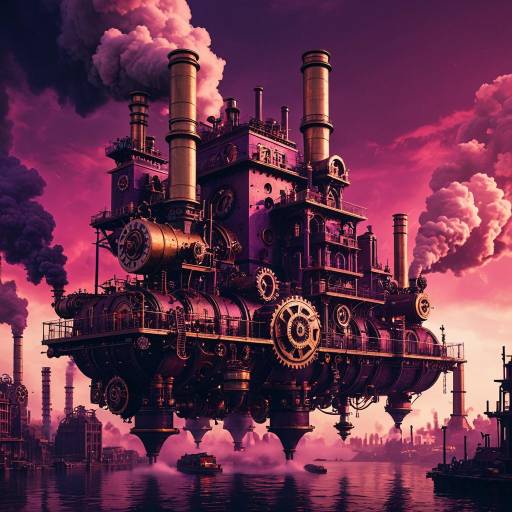 Surreal Steam-Powered City Render