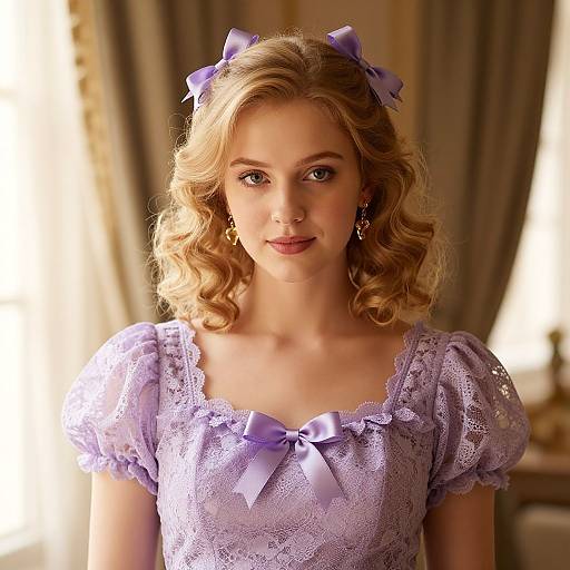 Portrait of Woman in Lavender Lace Teddy