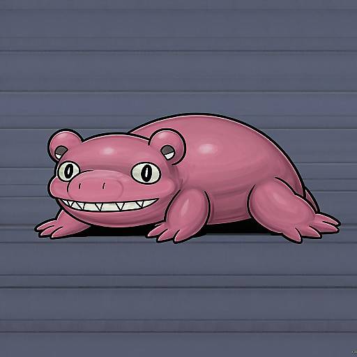 Illustration of Slowpoke, pokemon in the style of Navy (navy.blue)