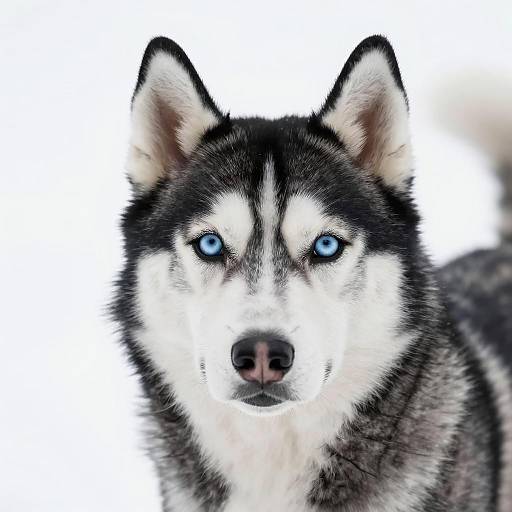 Close-up of Siberian Husky with Blue Eyes