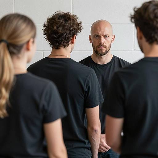 Intense Gaze of a Bald Man