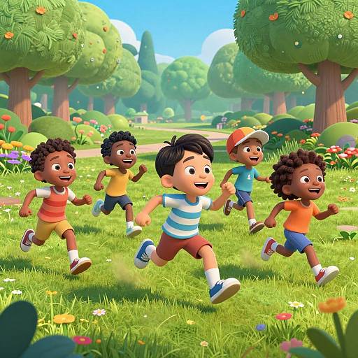 Joyful Children Playing Pixar Style