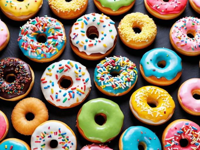 Adorable Donut Wallpaper with Colorful Frosting