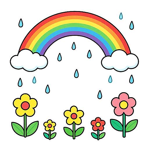 Magical Rainstorm Children's Coloring Page